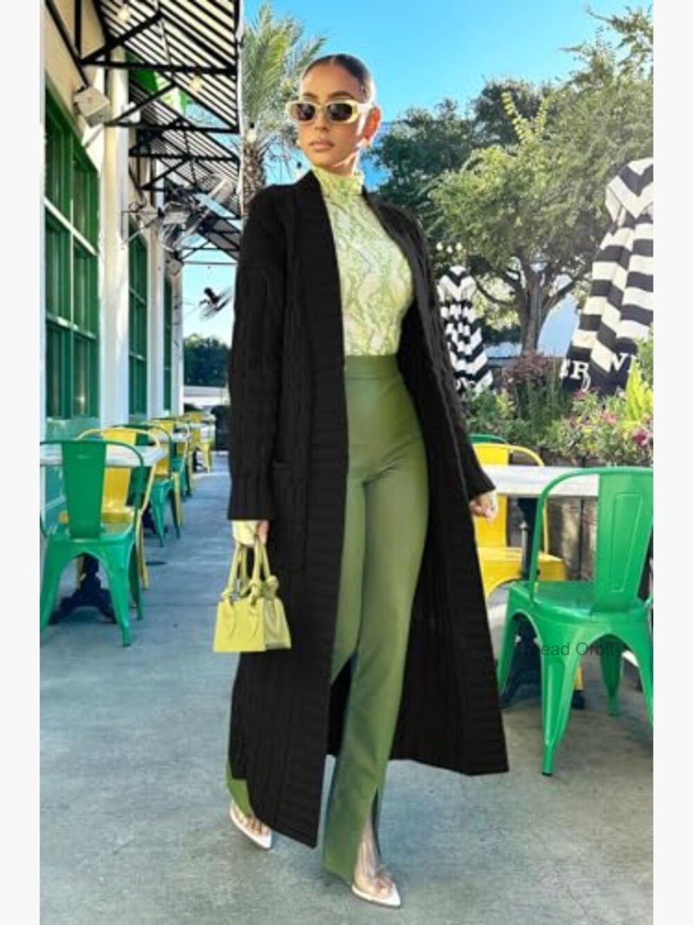 Long Cardigan Sweater Open Front Cable Knit Floor Length Pockets Chunky - Picture 6 of 7